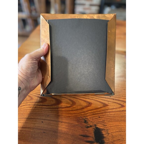 Vintage Hand Crafted Metal/Copper Photo Frame Opening 2.75”x3.5” Free Standing - Picture 9 of 12